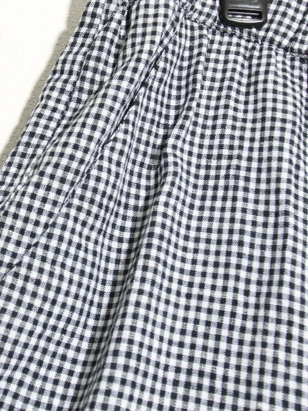 Quince 100% European Linen Pants Classic Mini Gingham Black White Pull-On Sz XL